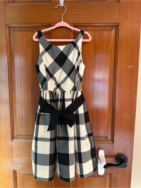 Polo Ralph Lauren Black and White Plaid Bow Waist Dress